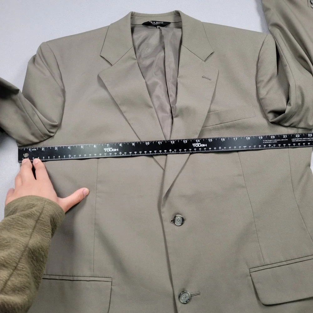 Men's Jos. A. Bank‎ Two Button Blazer Sport Coat, Khaki, Size 43L, Pre-Owned